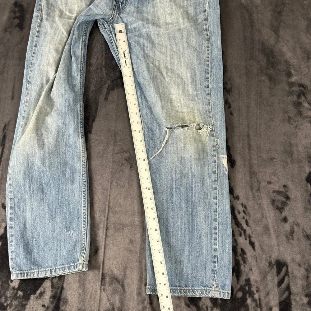 Levi's 514 Jeans Mens 36x30 Blue Straight Fit Distressed Light Wash Denim